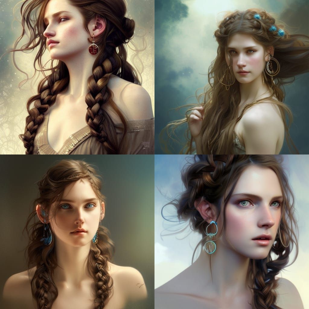 Fairy Girl Portrait in Hyperdetailed Art Nouveau Style