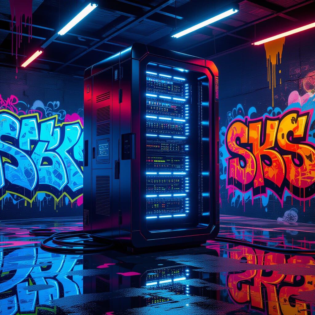 Supercomputer Amidst Graffiti: A Futuristic Vision