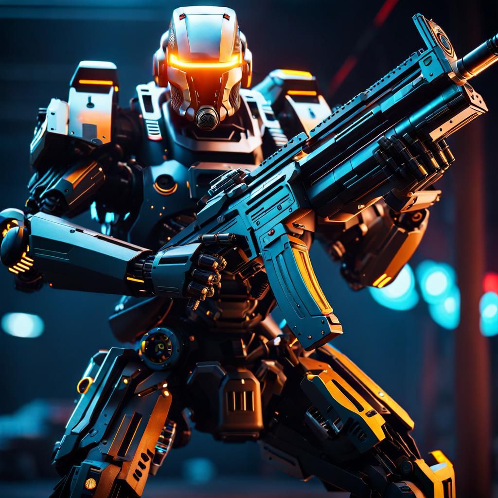 A soldier with a machine gun weapon in unreal engine 5 desig...