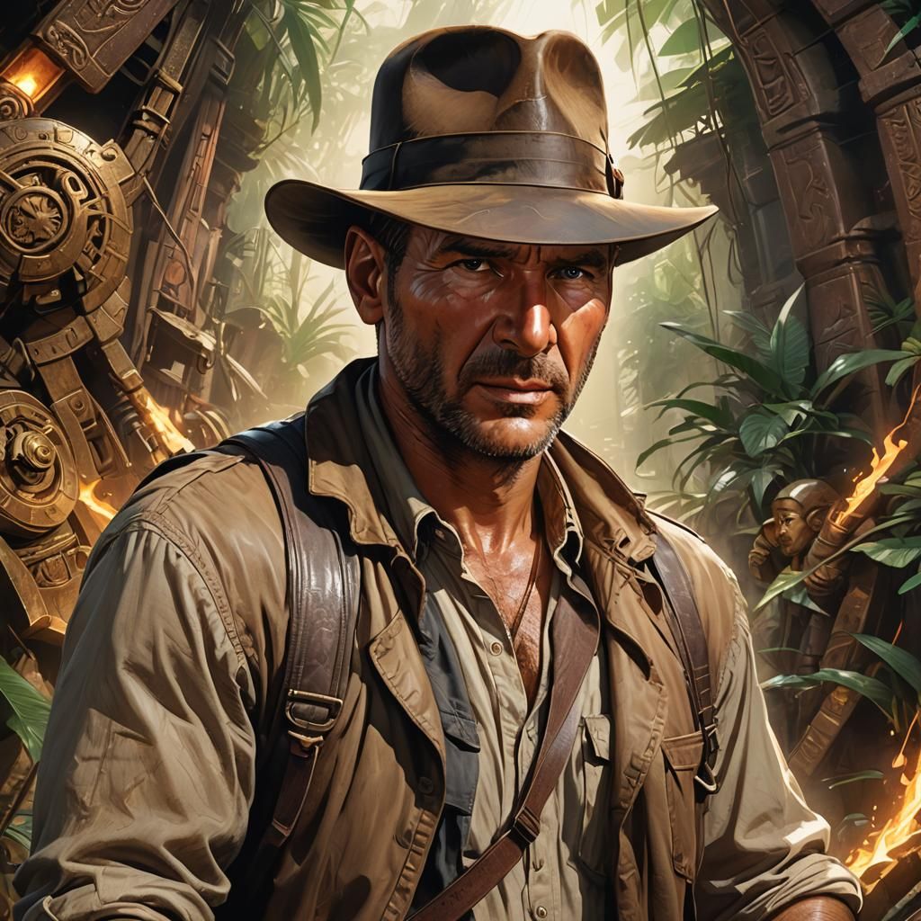Indiana Jones Portrait in Hyperdetailed Style
