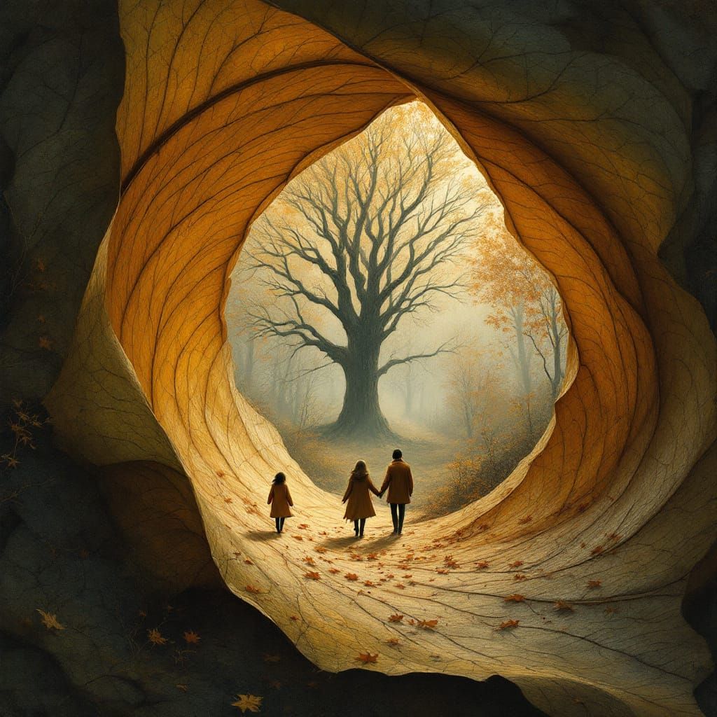 Autumnal Tunnel Vision: Forest Scene in Tonalist Style