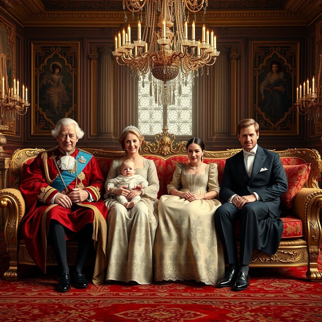 Royal Family Portrait in 18th Century Style