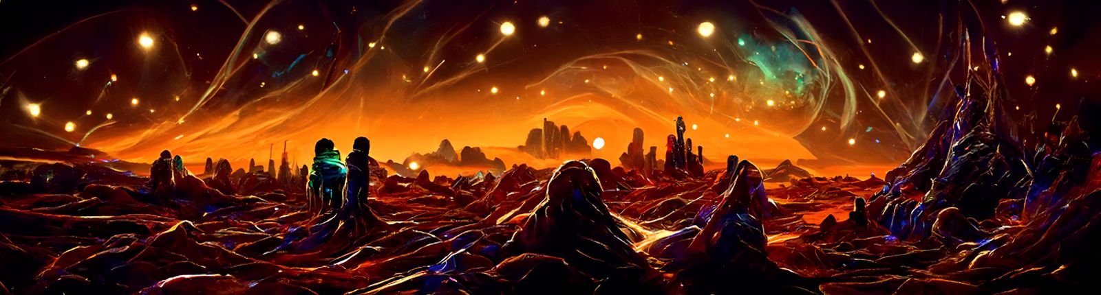 Cosmic Crystal Landscape by Dan Mumford: Dreamlike Painting