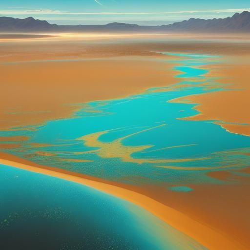 Atacama Desert Flood: Vibrant Oil Painting