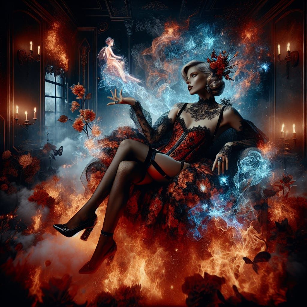 Gothic Glamour: A Hellish Fantasy in Red and Black