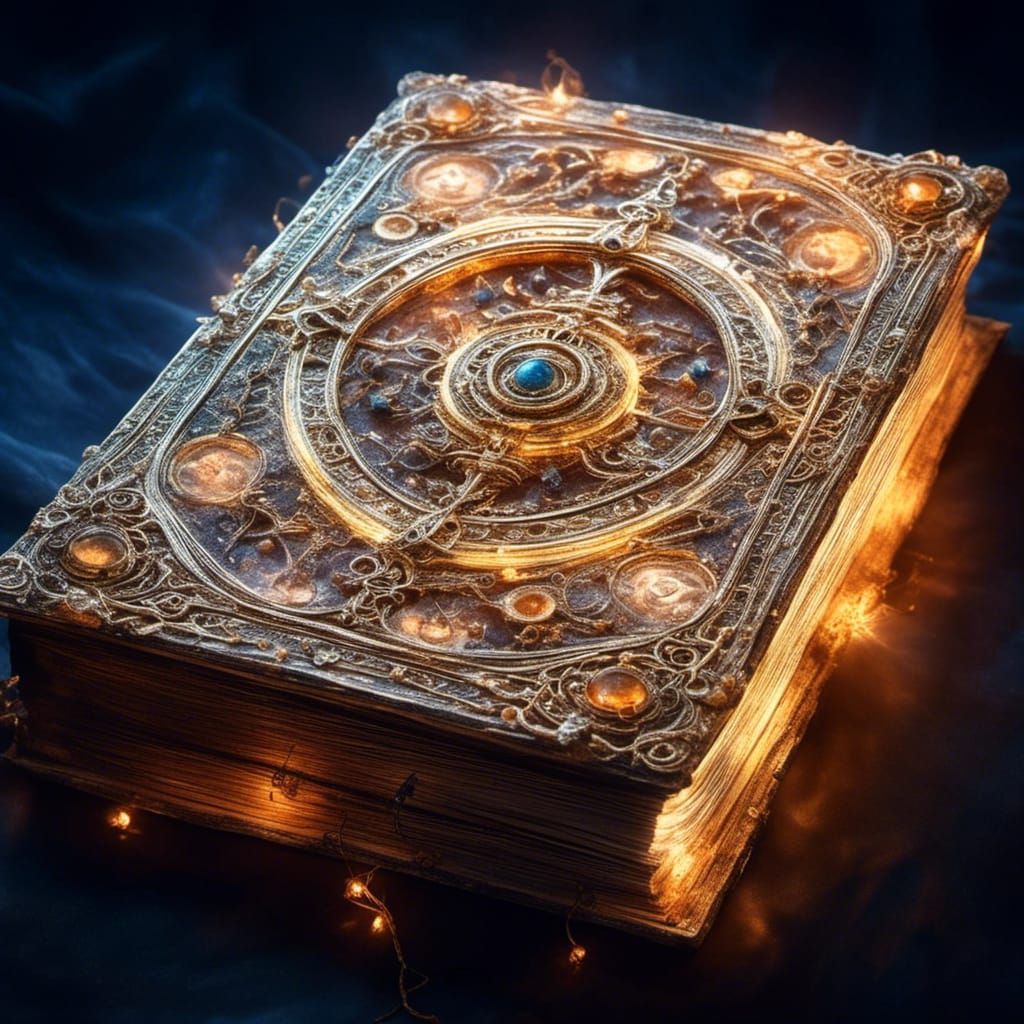 Glowing Spell Book in Hyperreal Detail