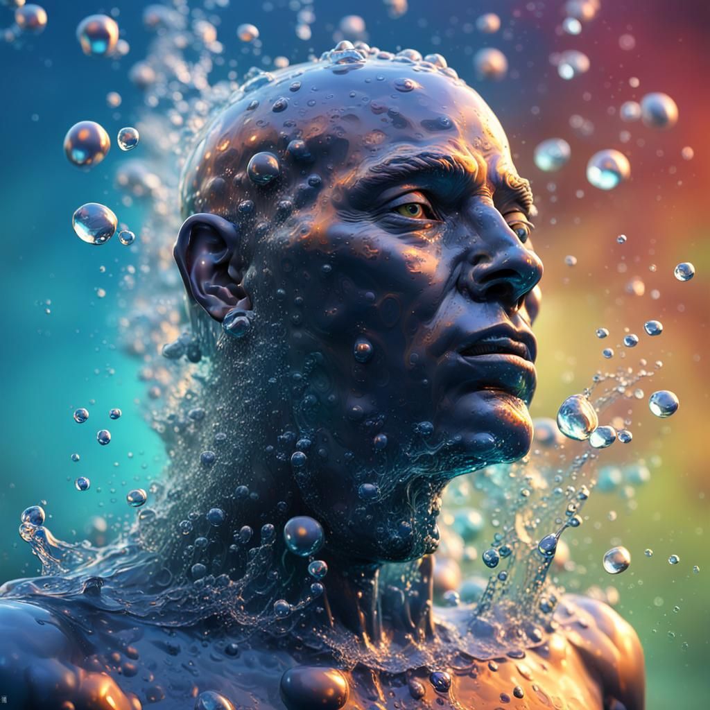 Hyperrealistic Water Humanoid in Splash Art Style