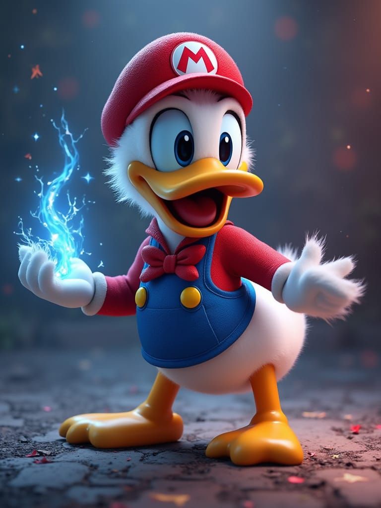 Donald Duck as Mario Bros Character in Digital Art