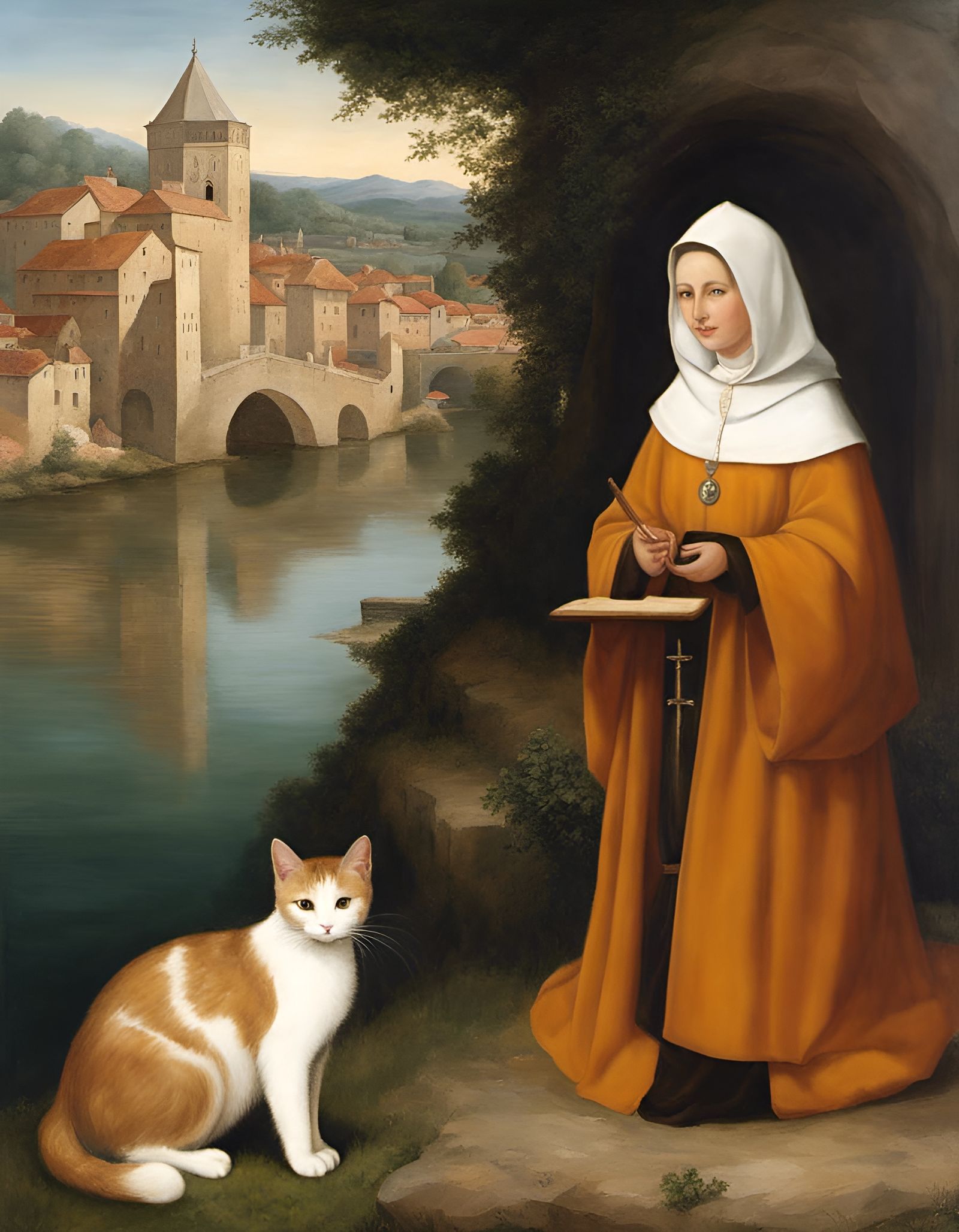 Medieval monastery scene