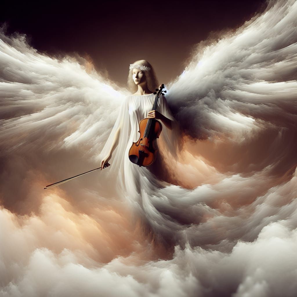 Ethereal Angel Dissolving into Clouds