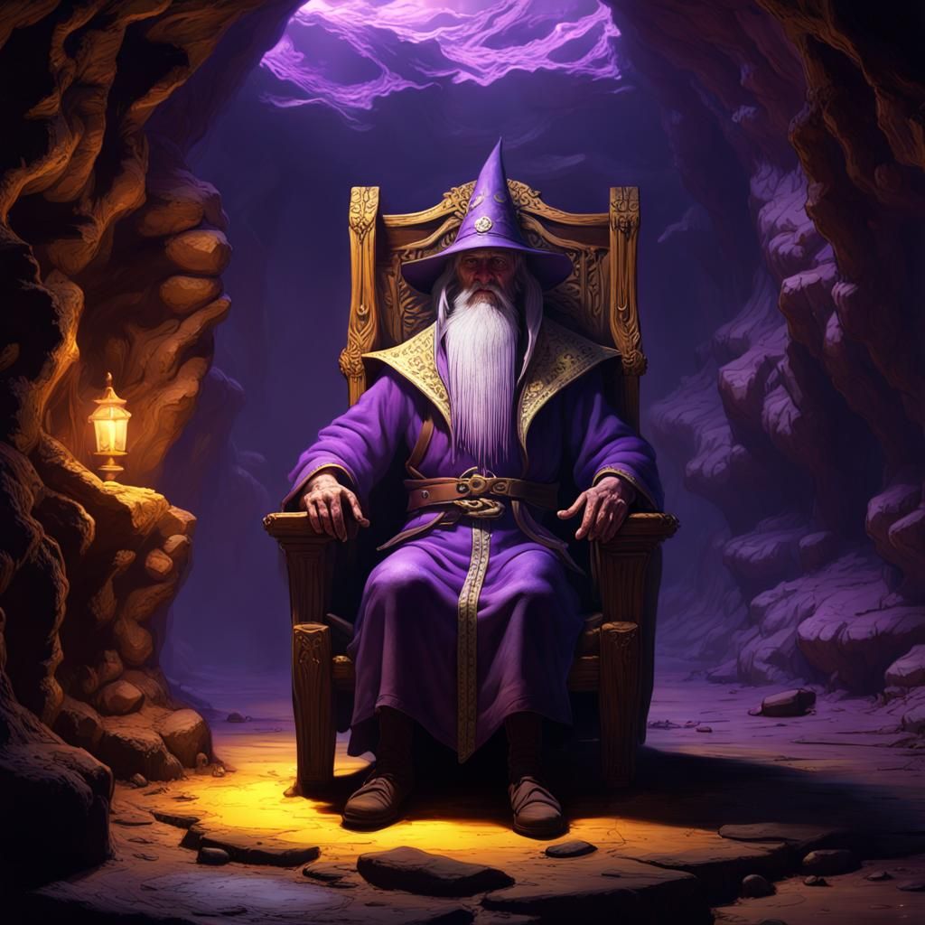 Intricate Wizard in Cave, Dark Fantasy Concept Art