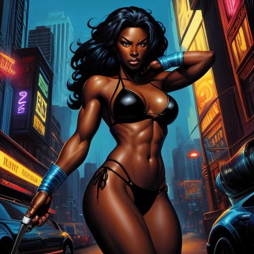 Comic Book Art of Bikini Model Striptease