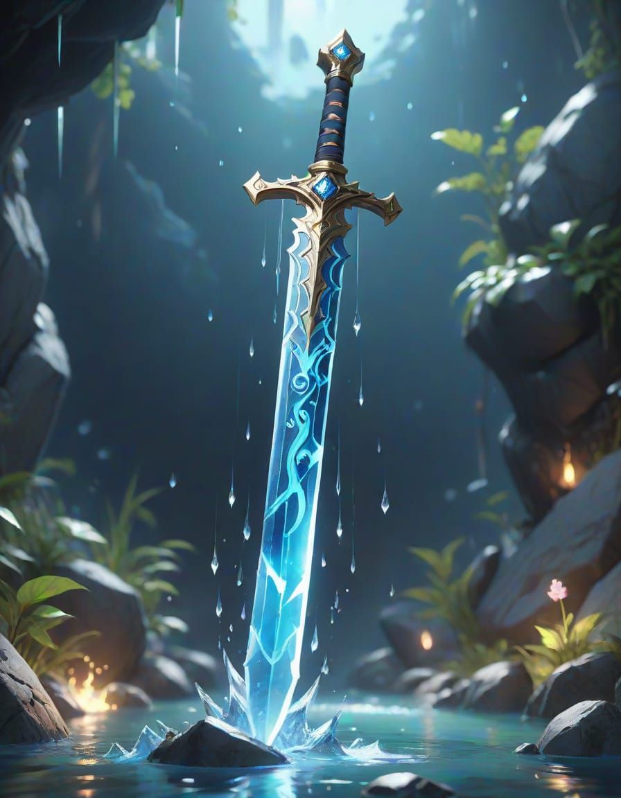 Sword of Crystal Clear Water in Anime Style