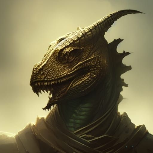 Detailed Dragonborn Portrait in Hyperrealistic Style