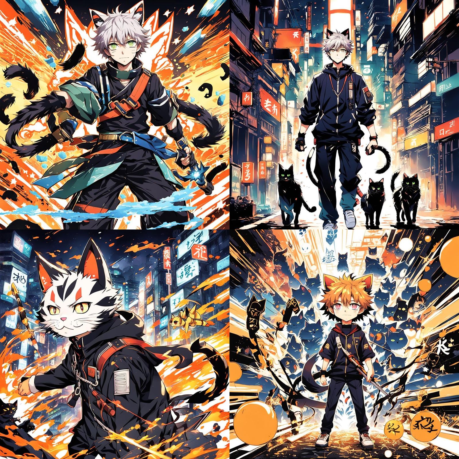 Bakugo Katsuki with Cat Features in Anime Style