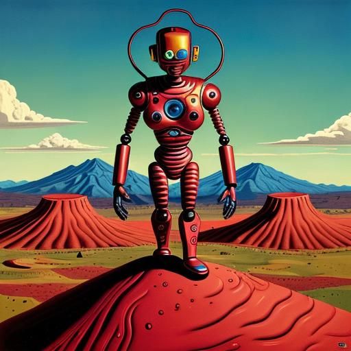 Surreal Impasto Painting of Abstract Humanoid Figure