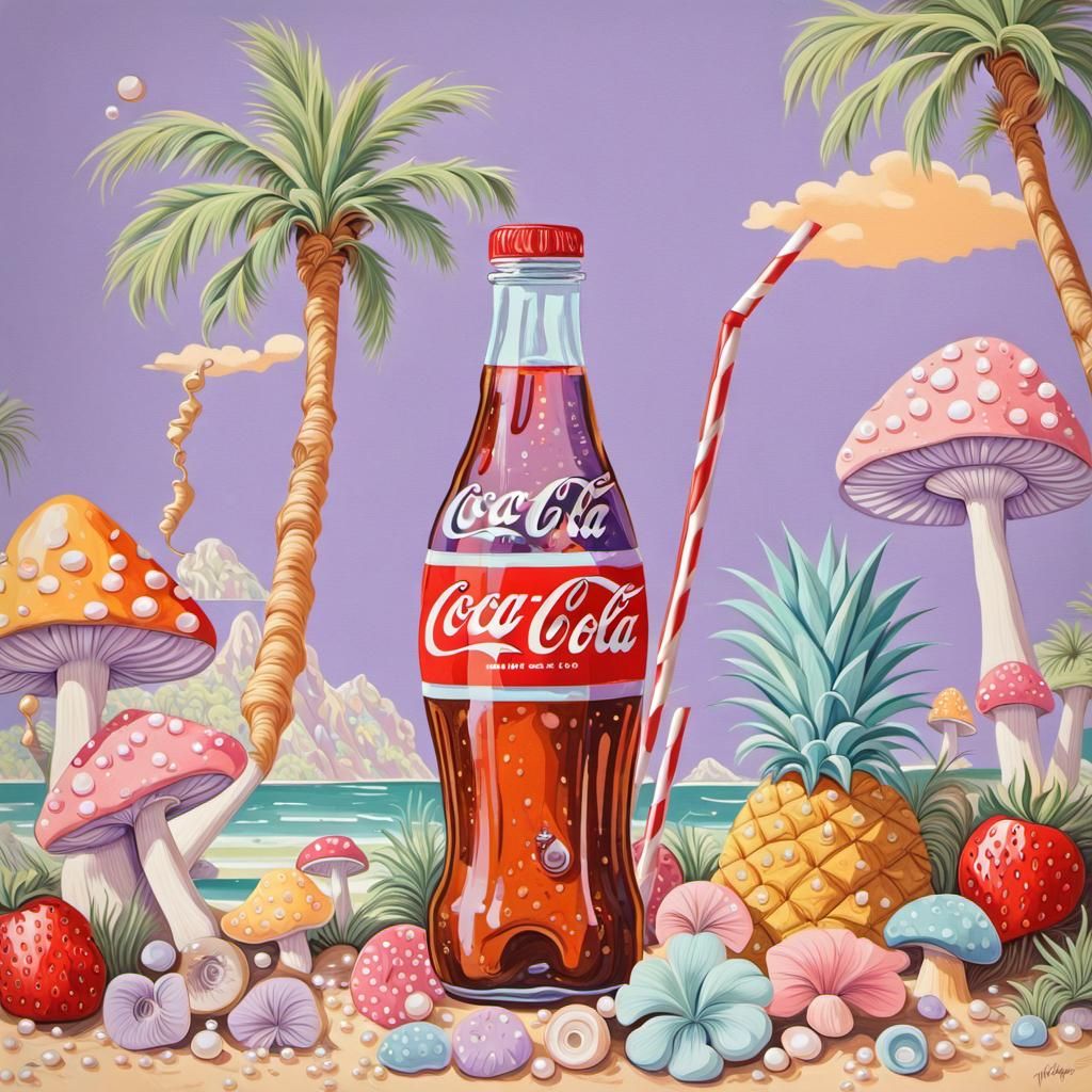 Coca Cola Bottle in Pastel 70s Wonderland
