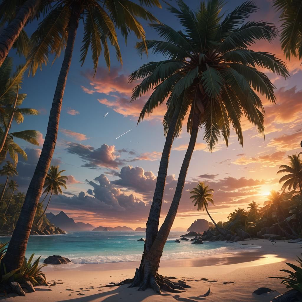 Tropical Portal to Sunset Beach in Unreal Engine 5