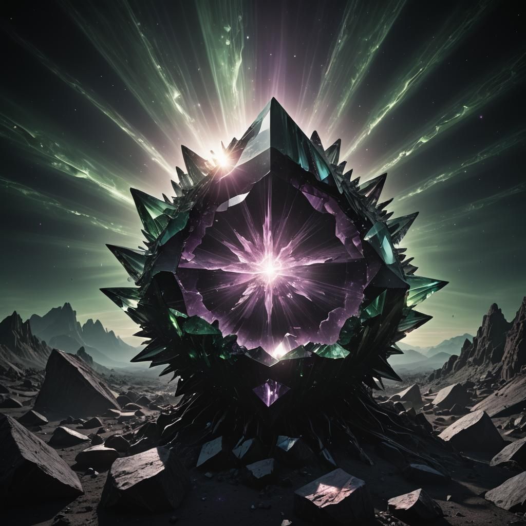 Magical Crystal Under Black Sun: Fantasy Concept Art