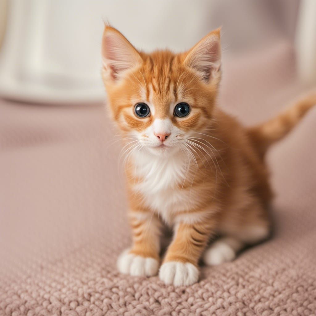 Cute Orange Tabby Kitten Looking Cuddly