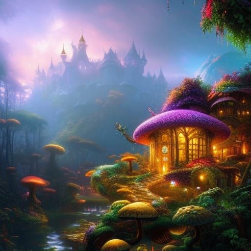 Enchanted Mushroom House in Detailed Jungle