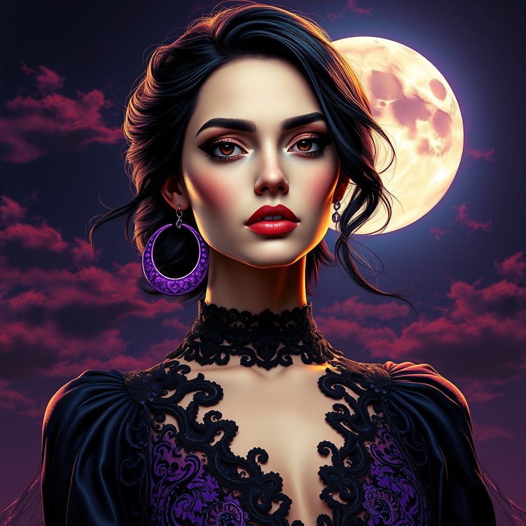 Glamorous Woman in Lavender Haute Couture