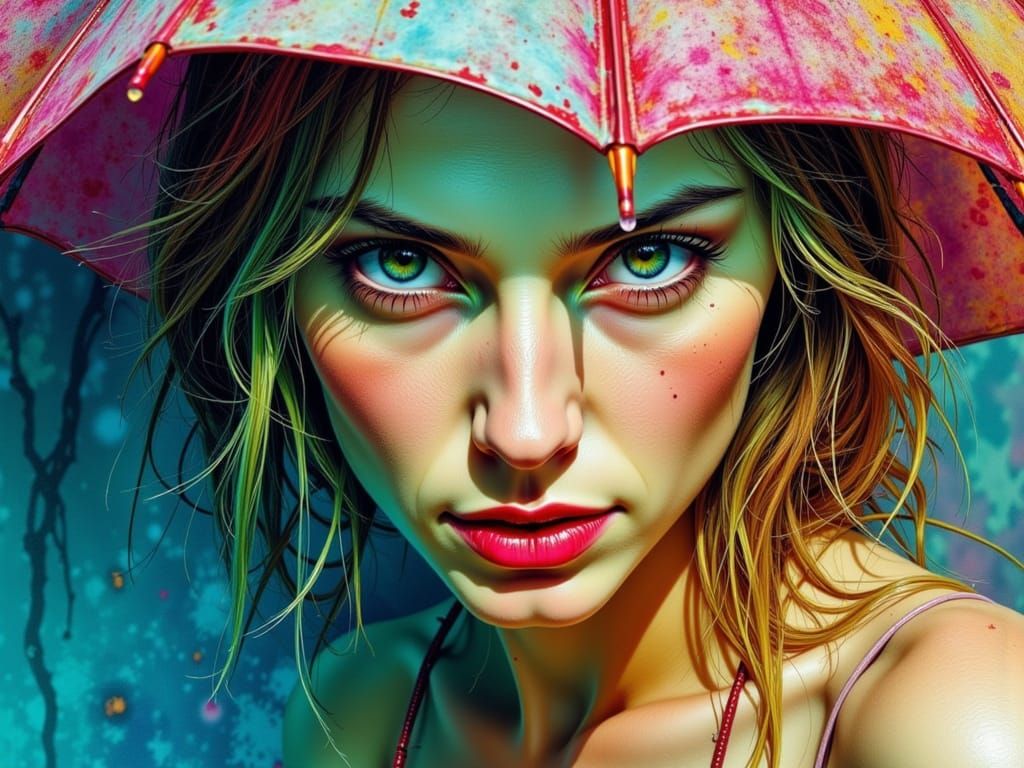 Catastrophic Summer Storm in Gritty Airbrush Style