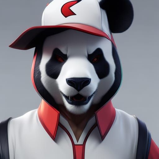 Ash Ketchum as Panda Man: Detailed Portrait