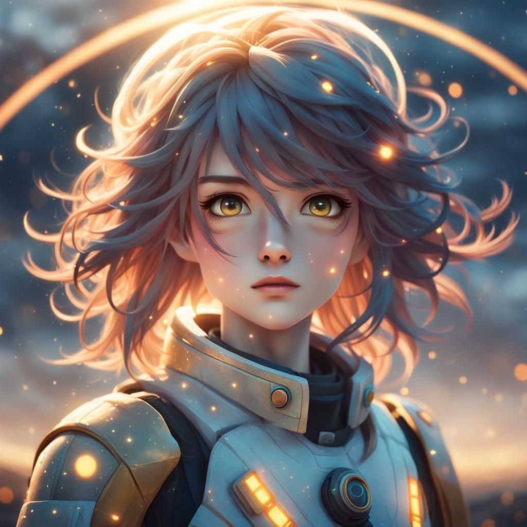 Astronaut Girl in Alien Windstorm: 3D Anime Concept Art