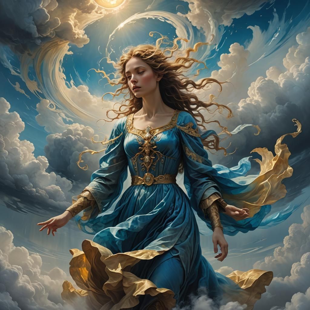 Divine Goddess of Wind and Air: Baroque Concept Art