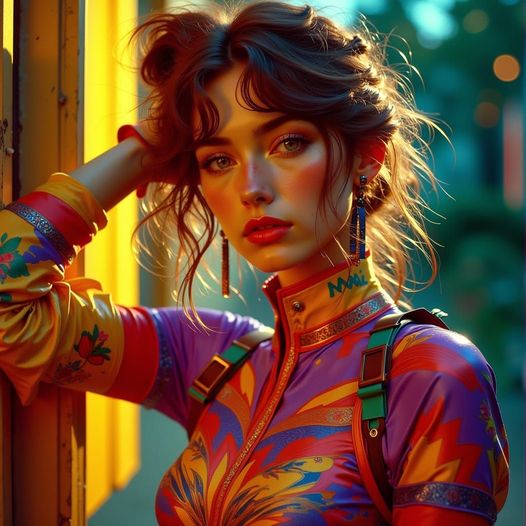 French Cyclist in Vibrant Golden Hour Splendor