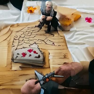 Witcher-esque Figure Cutting Cake by Hand