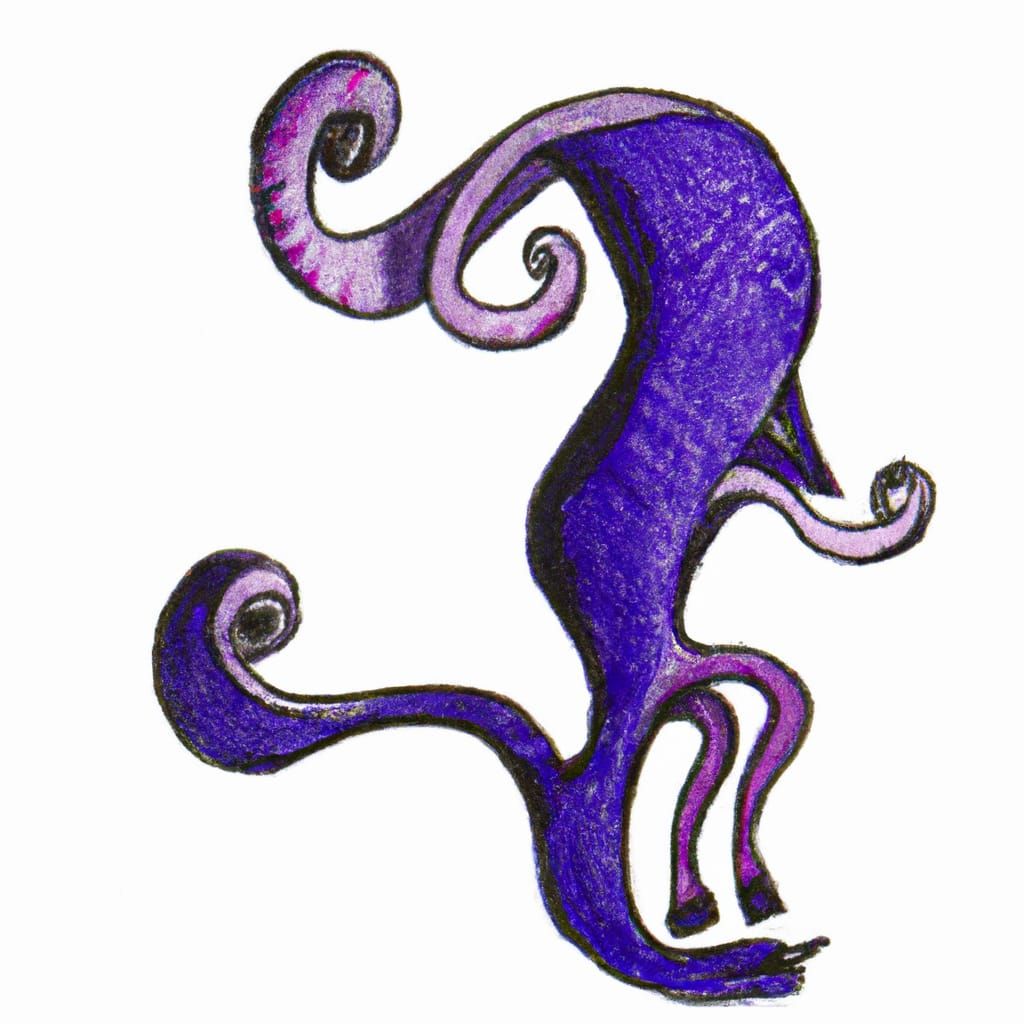 Surreal Violet Swirl Creature Illustration