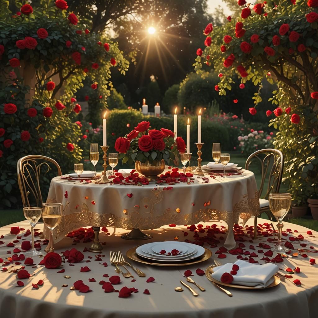 Romantic Rose Garden Dinner at Sunset