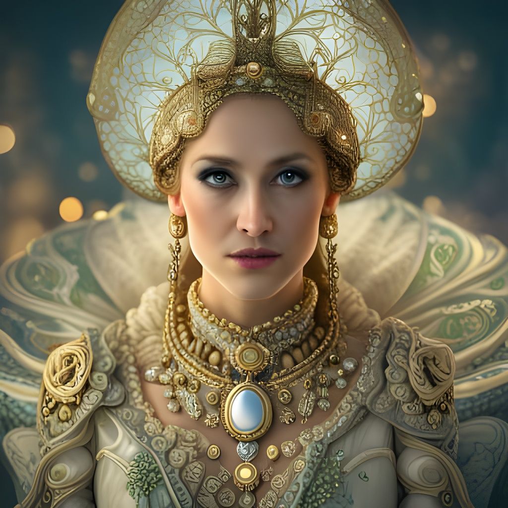 Elegant Queen Gazing into Mirror Art