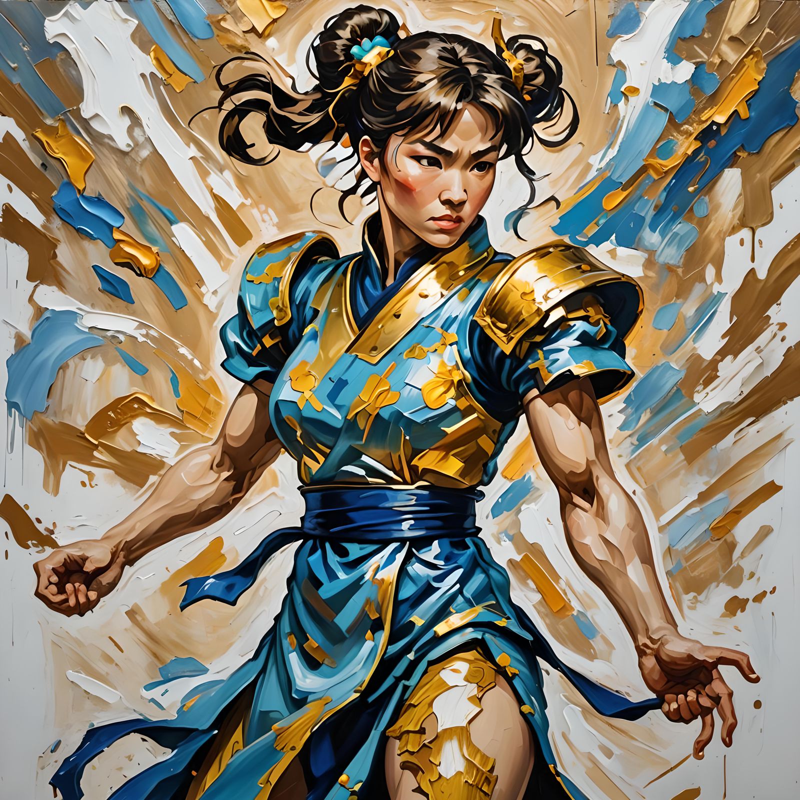 Chun Li, Victory Tears in Neo-Impressionist Style