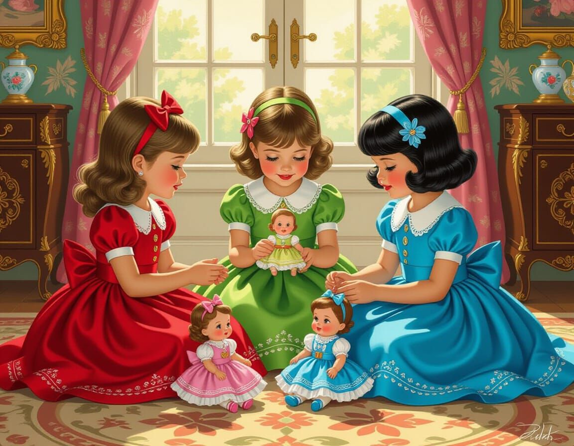 Fairytale Girls in Opulent Setting as Digital Painting