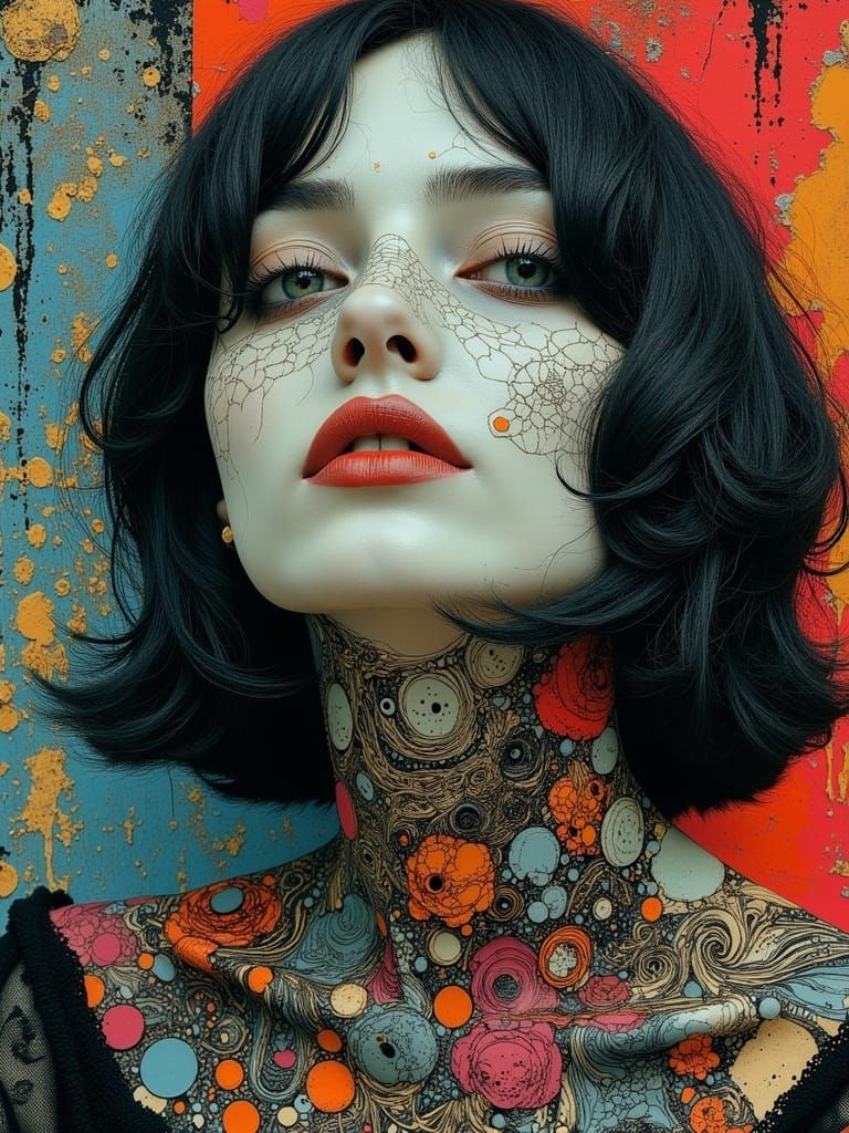 Gothic Portrait in Zentangle Style with Swirling Patterns