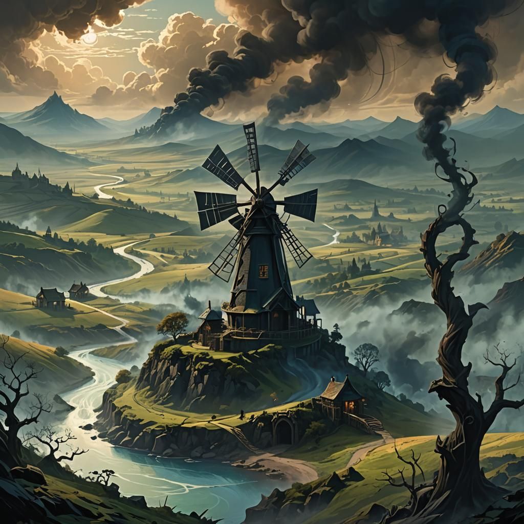 Windmill in Shadow: Fantastical Matte Painting