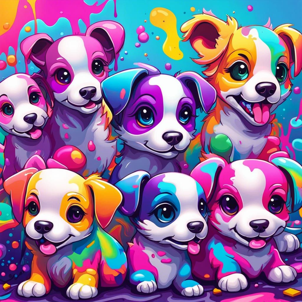 Lisa Frank Style Puppies in Graffiti Museum
