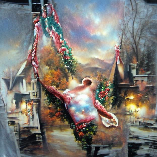 Macabre Christmas: Kinkade-esque Hanging Figure