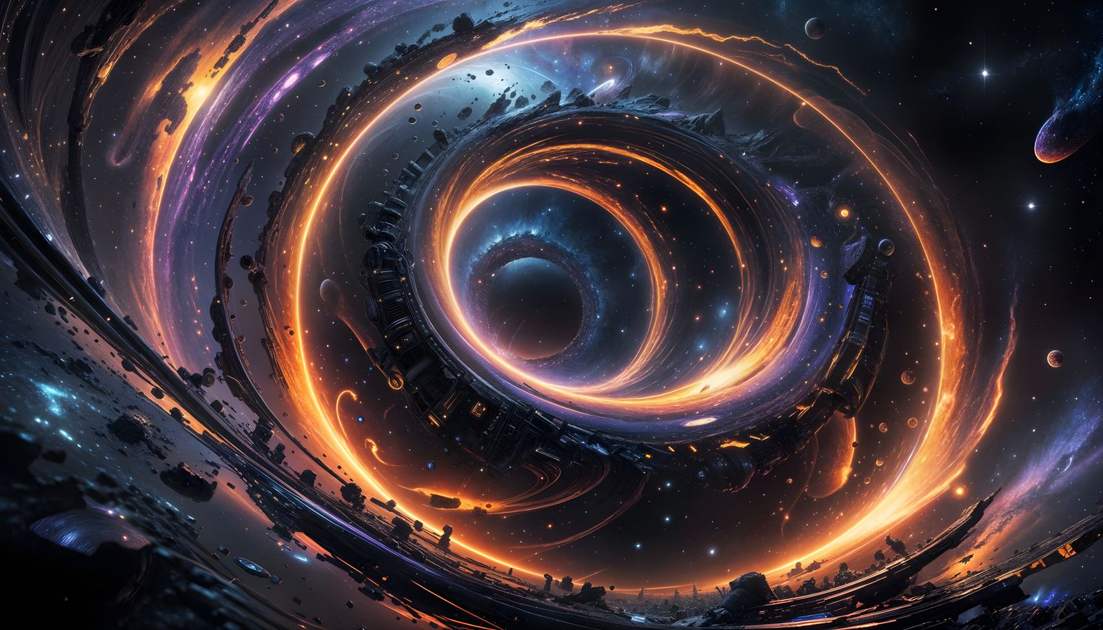 Schwarzschild Radius Black Hole Cosmic Scene in Deep Science...