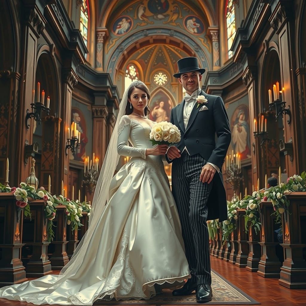 Regal Victorian Wedding in Elegant Church Setting