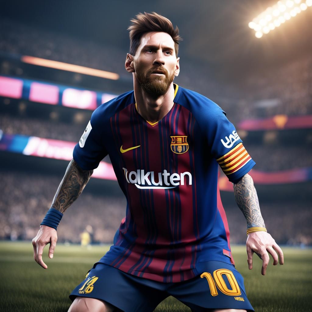 Detailed Matte Painting of Lionel Messi