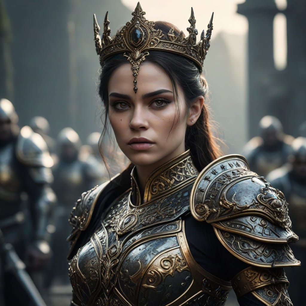 Terrifying Queen With Orc Army In Gothic Fantasy