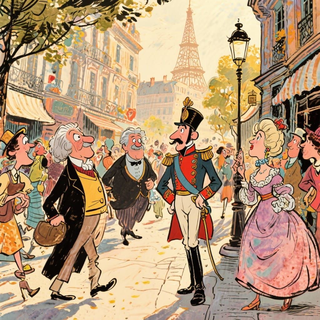 Parisian Caricatures of Famous Figures in Vintage Poster Sty...