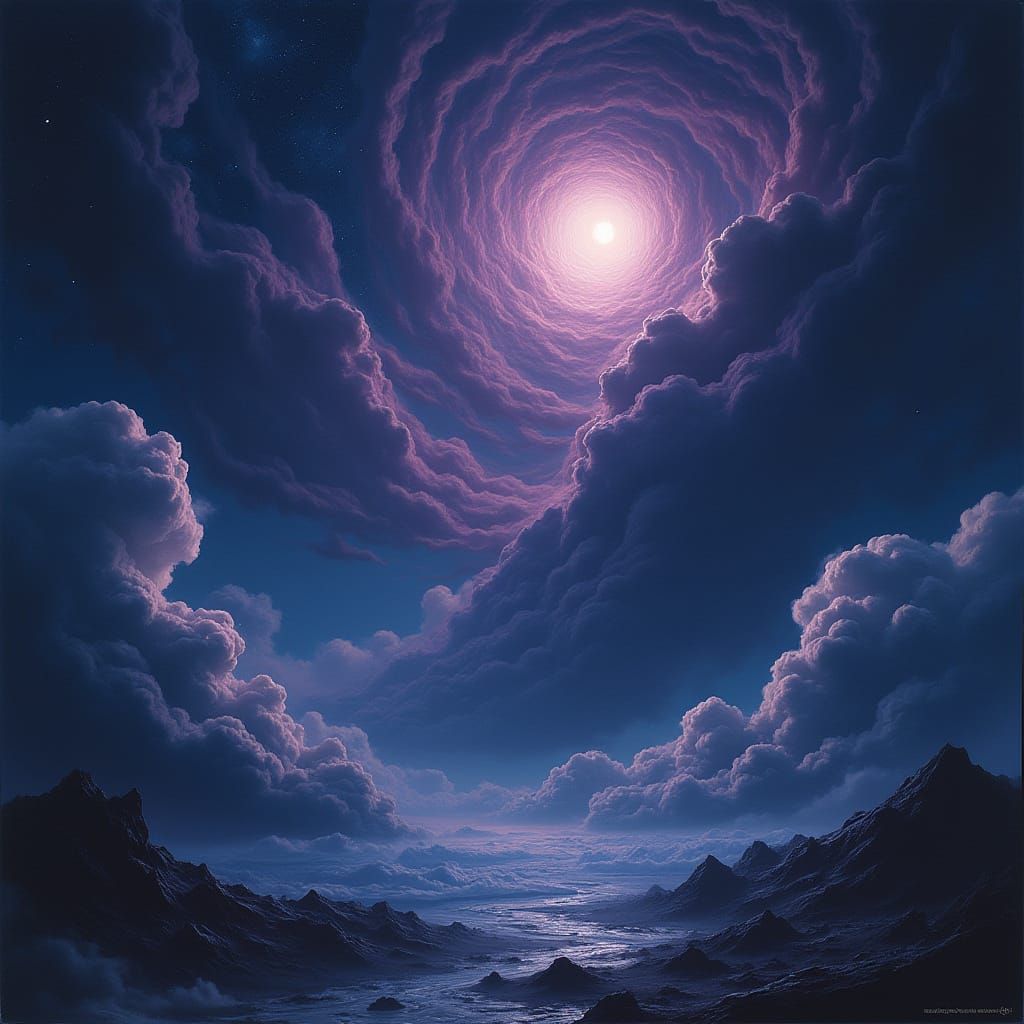 Ethereal Cosmic Tendrils in Dark, Starry Night Sky