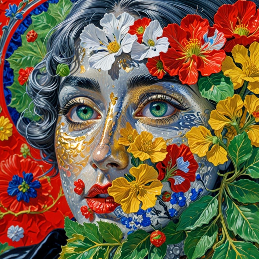 Ethereal Beauty in a Psychedelic Oil on Canvas Masterpiece