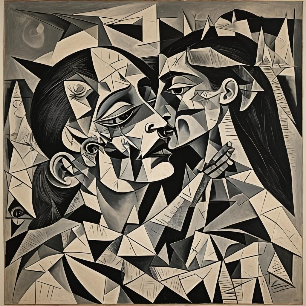 Abstract Kiss in Cubist Style