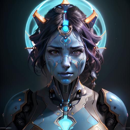 Detailed Robot Genie Portrait in Art Nouveau Style